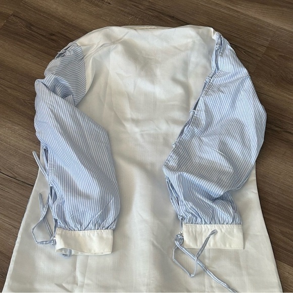 Covering Story Blue White Long Sleeve Button Up Dress Fit Best Women Medium - Picture 6 of 10